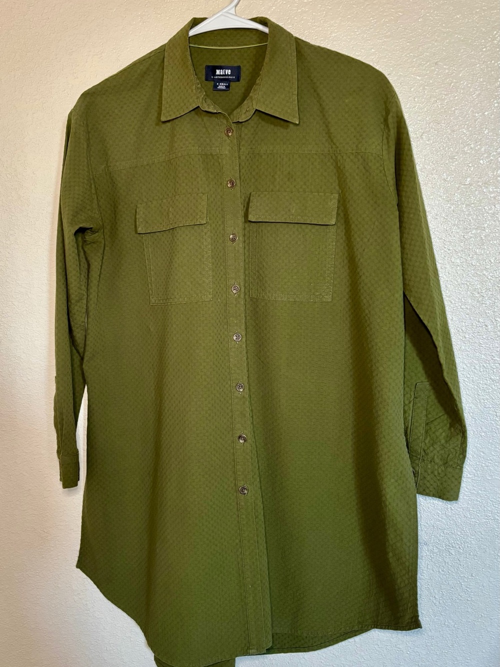 Anthropologie Olive Green Button-Front Tunic XS